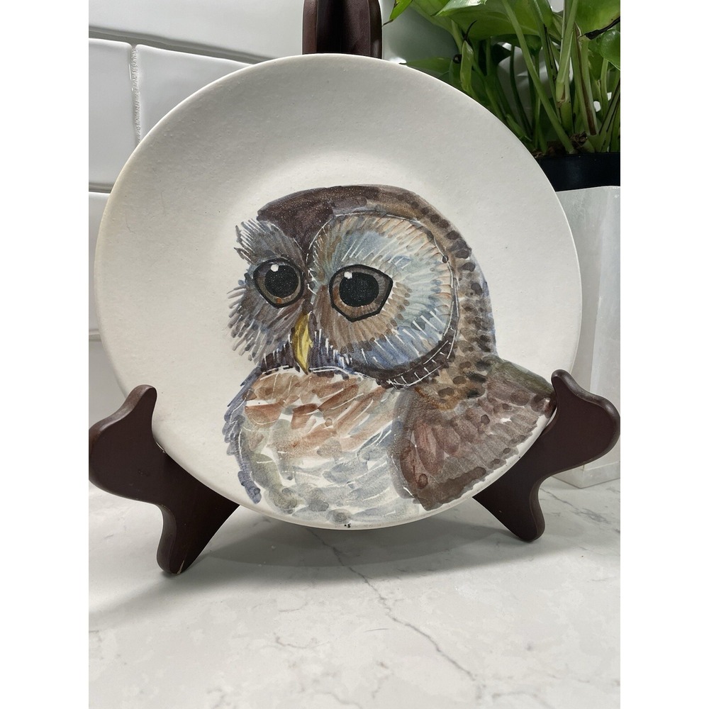 Beautiful‎ Marcel Guillot Hibou Pointalamain Owl Plate France Hand Painted 8"